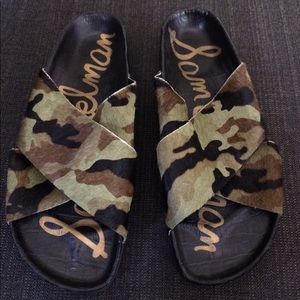 Sam Edelman Adora Cow Hair Camouflage Sandals